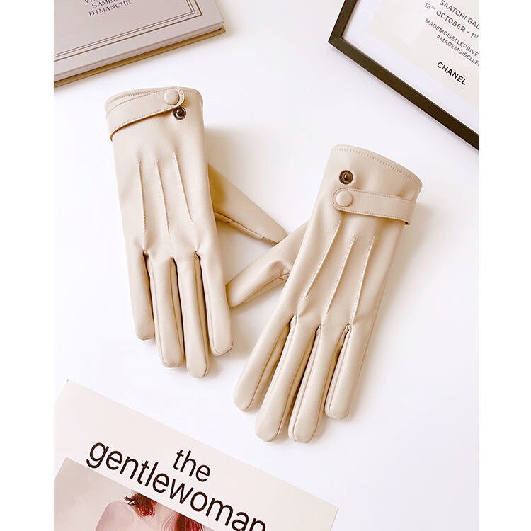 guantes tactiles guantes de invierno guantes mujer vestidos de Guantes de cuero de invierno para mujer, manoplas de terciopelo grueso para mantener el calor para conducir, pantalla táctil corta