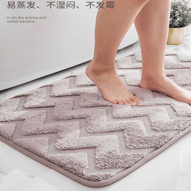 Thick Plush Bath Mats Water Absorbent Soft Shower Bathroom Rug Non-slip Shower Floor Mat Streak Entrance Door Mat Grey
