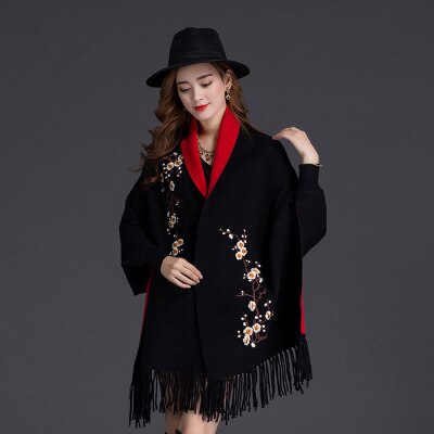 Mingjiebihuo neue kaschmir Poncho schal mit ärmeln frauen in herbst und Winter dicke warme doppel-seitig feste quaste Mantel mädchen: 18