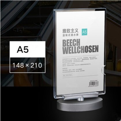 A5 Double Side Rotating Table Acrylic Menu Paper Sign Holder Display Stand Table Number Price Display Frame: Default Title