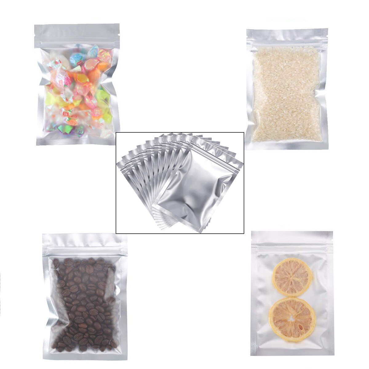 100 stuks herbruikbare ziplock-zakjes voor voedselopslag, huishoudfolie, voedselafdichtmiddel, ziplock-zakjes, afsluitclips, hittesluiting