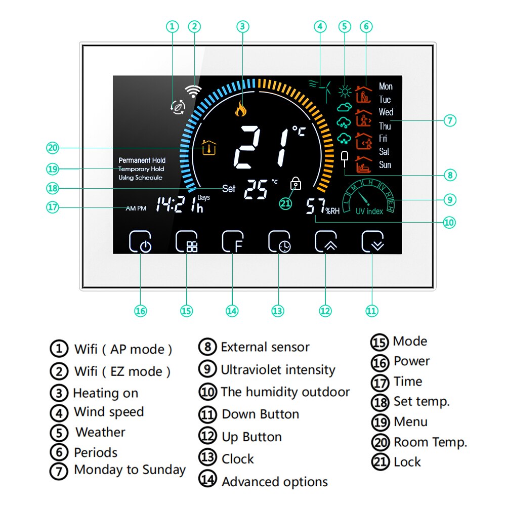 Switchable Wi-Fi Smart Programmable Thermostat Voice APP Control Backlight LCD Water/ Gas Boiler Heating Thermoregulator