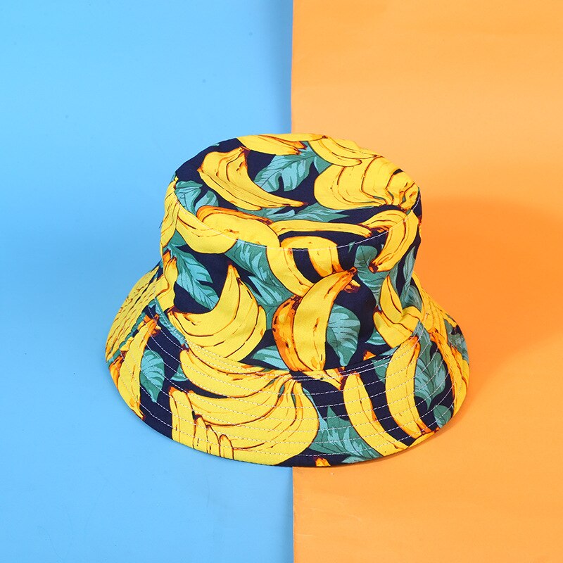 Avocado kapelusz typu Bucket kobiety męskie lato Panama kapelusz Hip-Hop czapki dwustronny nadruk z owocami banan arbuz plaża kapelusz rybaka: 07