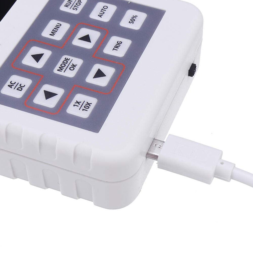 Mini Digital Oscilloscope 5MHz 20MSps Sampling Rate Handheld Portable Automotive White Oscilloscope Kit Standard Probe