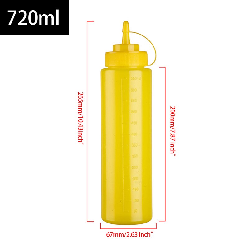 Plastic Squeeze Squirt Condiment Bottles with Cap Leak Proof Refillable Condiment Container for Kitchen Ketchup Mustard Sauces: yellow-720ml
