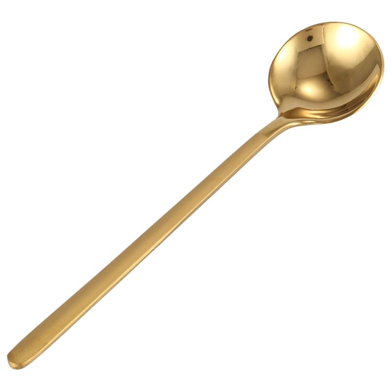 Round Shape Coffee Spoon Stainless Steel Mini Teaspoons Sugar Dessert Spoon Ice Cream Soup Spoon Kitchen Accessories(gold)