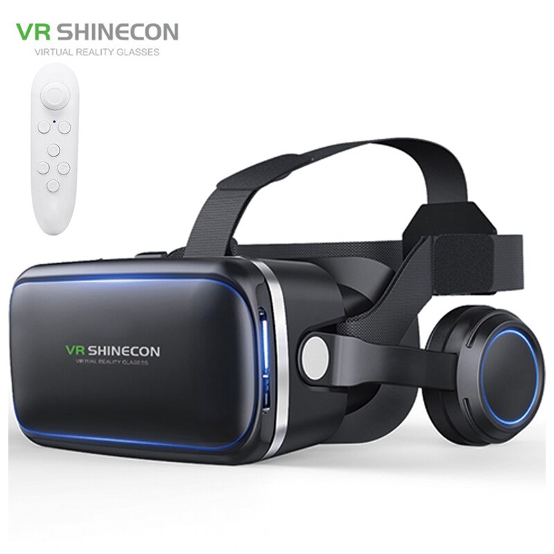VR Shinecon-Gafas de realidad Virtual 3D para casco de teléfono inteligente, gafas VR, auriculares, prismáticos para videojuegos: G04E with White