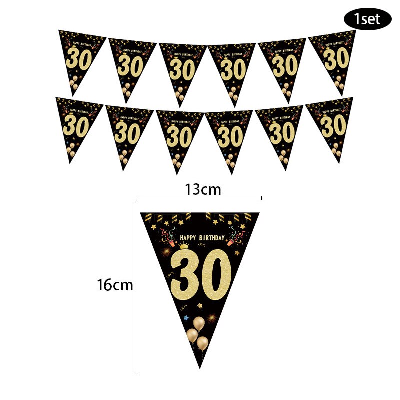 Happy Birthday Banner 30 40 50 60 År - Voksen Fest Baggrundsdekoration: 30