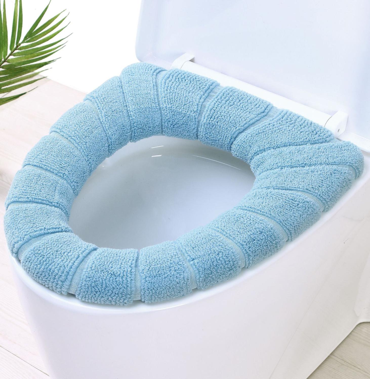 Thickened toilet seat cushion soft and soft acrylic washable cushion household decorative toilet cushion cushion seat cover toil: Blue