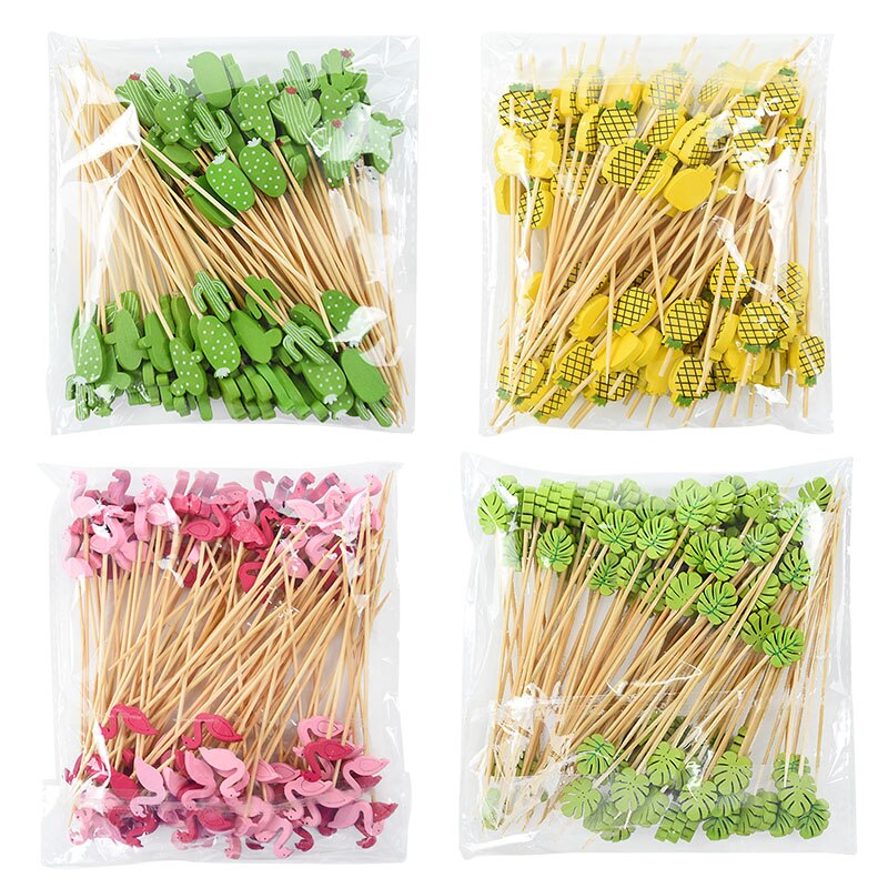 100 st flamingo mat plockar hawaii fest cupcake frukt gaffel tårta dessert cocktail tandpetare bar sommar födelsedag bröllop tillbehör