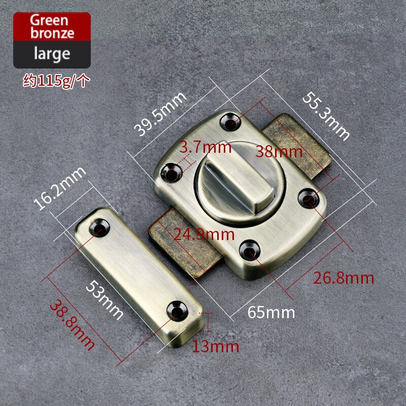 General zinc alloy brushed furniture bolt safety sliding door thickened cabinet latch door lock pin: Large green ancient