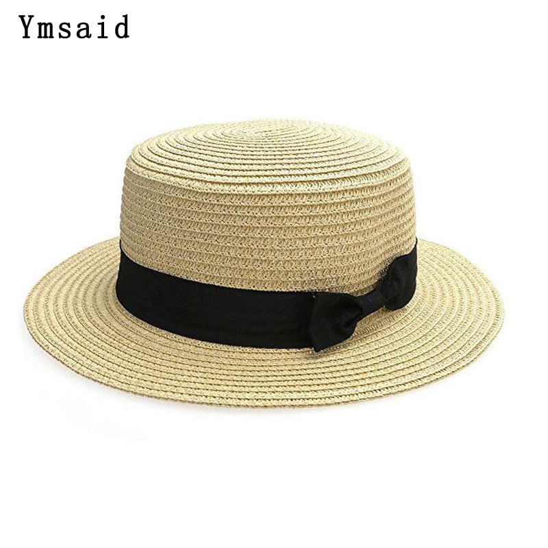 Dames Platte Boog Strooien Hoed Zomer Zonnehoed Voor Vrouwen Meisjes Casual Beach Fedora Hoed