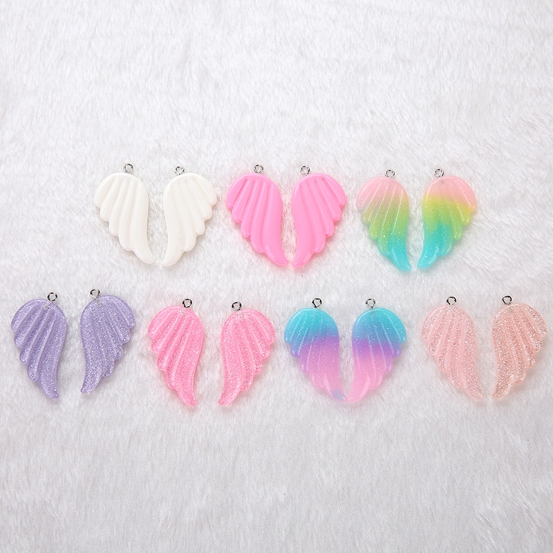 5 pair/lot 40*23mm Cute glitter Angel Wings For for Handmade Decoration Bracelets Necklace earring key chain Jewelry Making