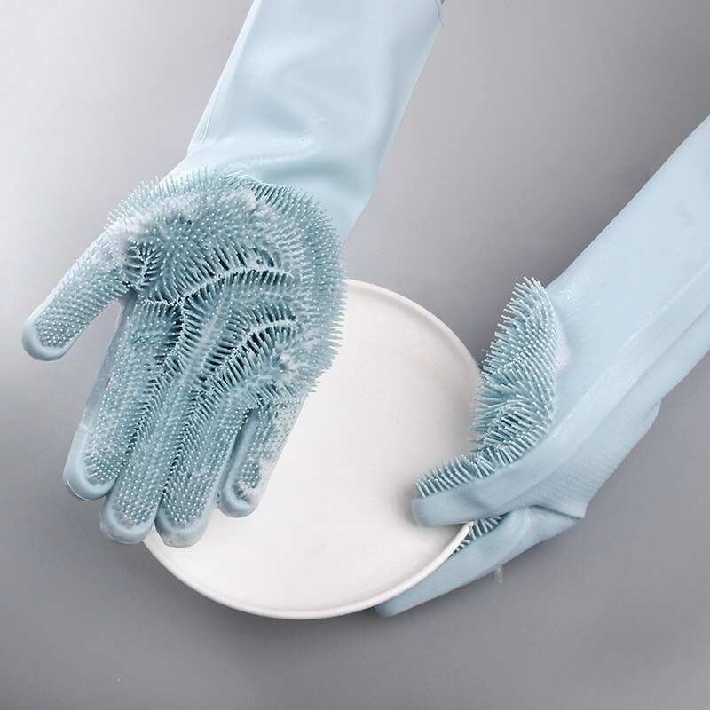 Guantes de limpieza para cocina guantes de silicona resistentes al calor para lavar platos, guantes de baño para mascotas, guantes de limpieza para Cocina