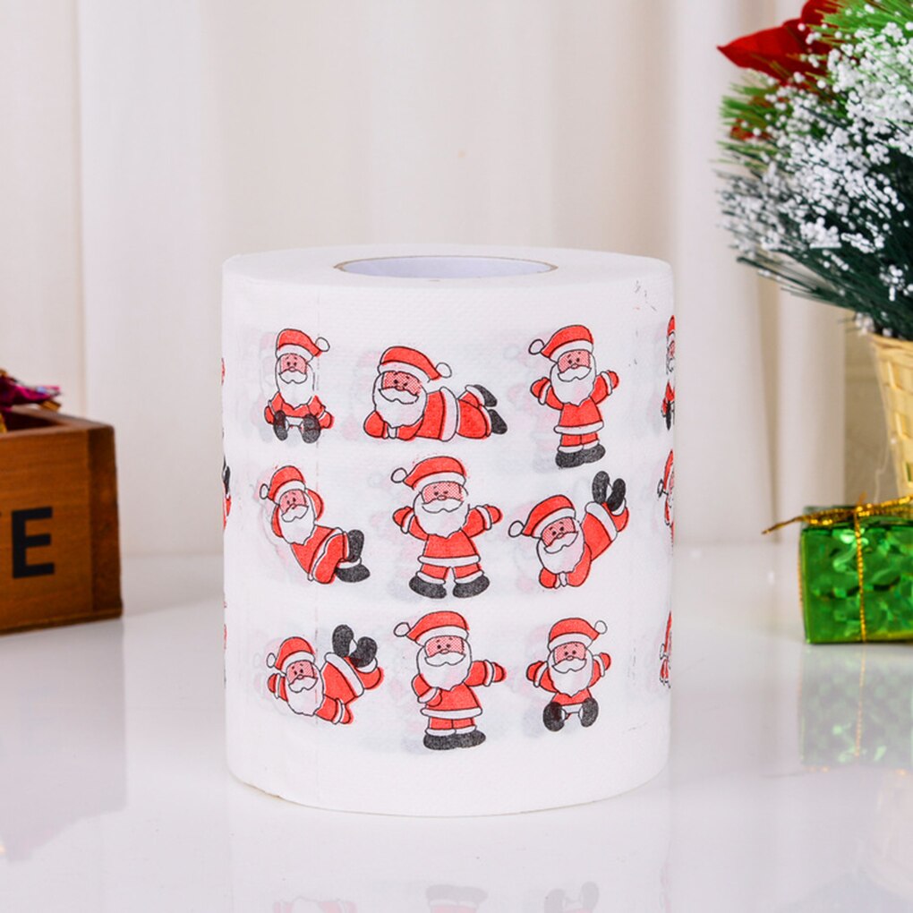 Wood Pulp Toilet Roll Paper Home Santa Claus Bath Toilet Roll Paper Christmas Supplies Xmas Decor Tissue Roll