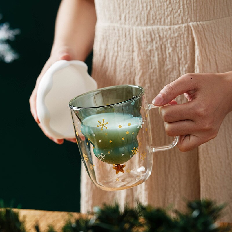 ins glass kopp juletre dobbel vegg glass vann kopp 300ml til jul låve elskers