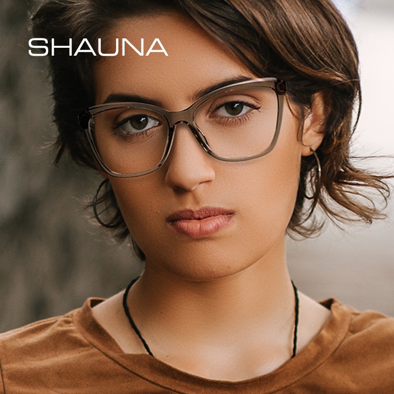 Shauna anti-blå lys cat eye brillestel kvinder mærke grå pink brille stel