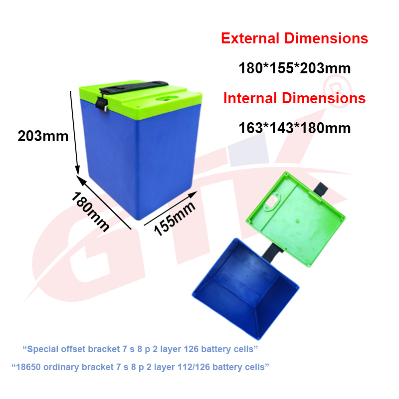 Gtk 12v/24v/48v/60v/72v batterijhouder, waterdicht plastic, geschikt voor lithium-ion/lifepo 4 batterijen, opbergdoos voor 18650/21700/32700 batterijen: Blauw