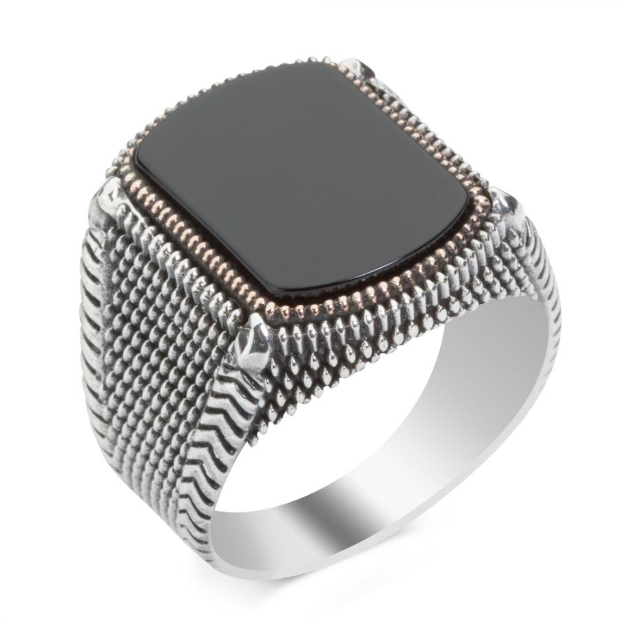 925 sterling sølv #39 ring med svart onyx stein vanlig ring svart stein ring for menn onyx ring