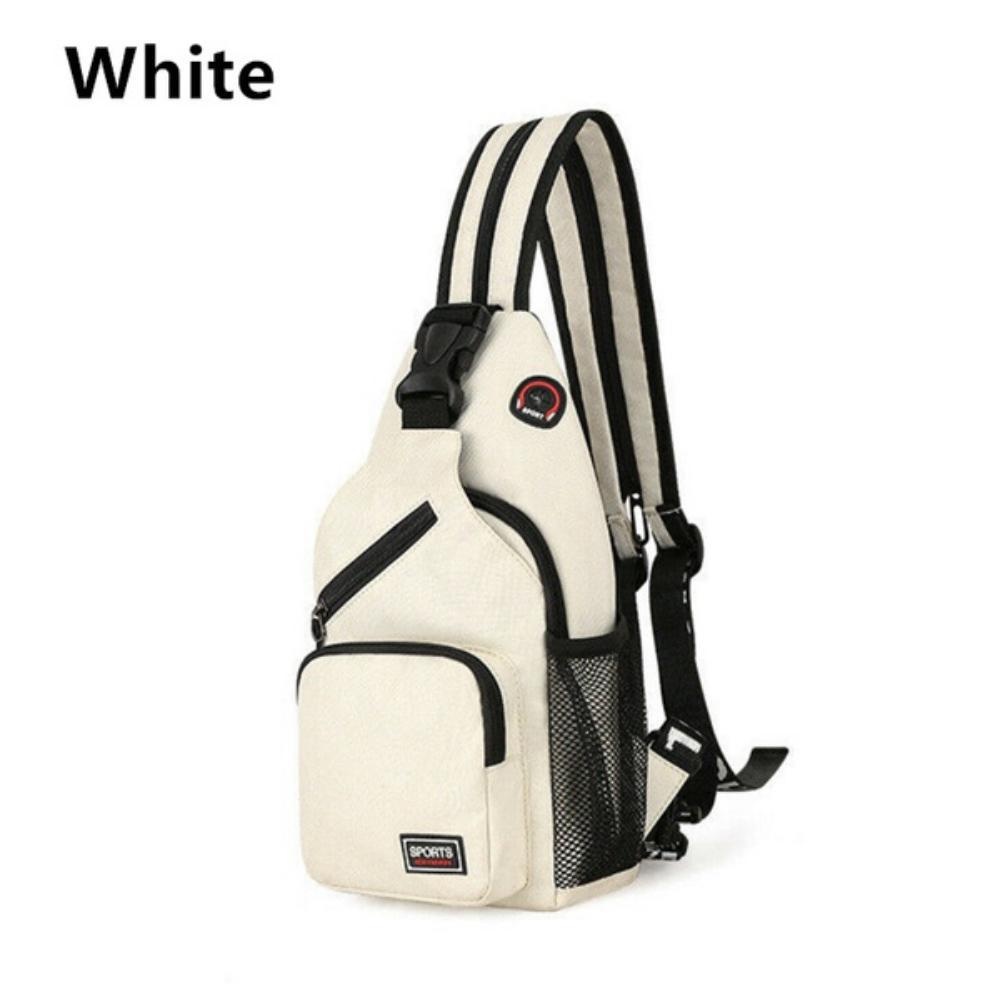 KISMIS 1PC Men Women Chest Bag Shoulder Bag Cross Bag Oxford Cloth Sport Bag Outdoor: WHITE