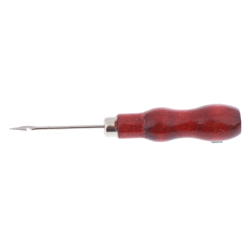 5Pcs Red Wooden Handle Sewing Awl Hand Stitcher Leather Craft Tip Shoe Repair hook awl Drill Sewing Needle Hook Tool