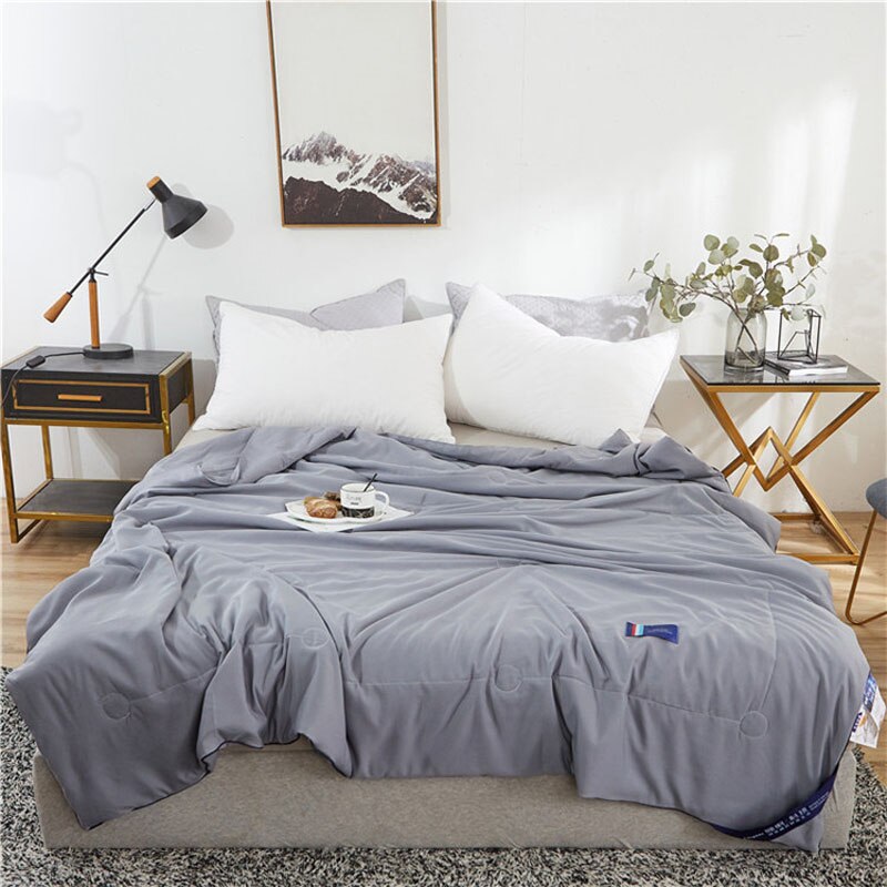 Zomer Cool Fiber Quilt Grijs Airconditioning Dunne Dekbed Plaid Deken Gewatteerde Sprei Voor Dubbele Bed Sprei Bed Cover: 200x230cm / 1