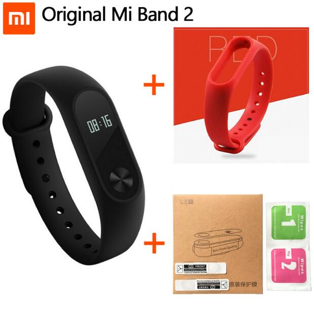 100% original xiaomi Mi Band 2 smart Wristband Bracelet Miband2 + Smart Heart Rate Fitness Touchpad: Red