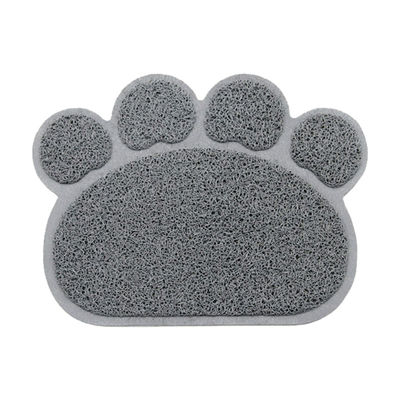Pfote Geformt Katzenstreu matt Wurf Fangen Pad Wasserdichte PVC Haustier Hundefutter Matten Fütterung Tischset Einfach Waschen Nicht-Unterhose Boden Pads: grau / L(45x60cm)