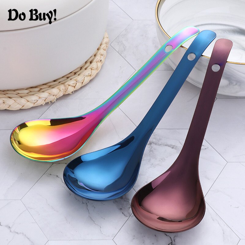 1 Pcs Rijst Lepel Goud Rvs Ronde Hoofd Chinese Lepel Maaltijd Voedsel Grote Capaciteit Rijst Lepel Servies Levert