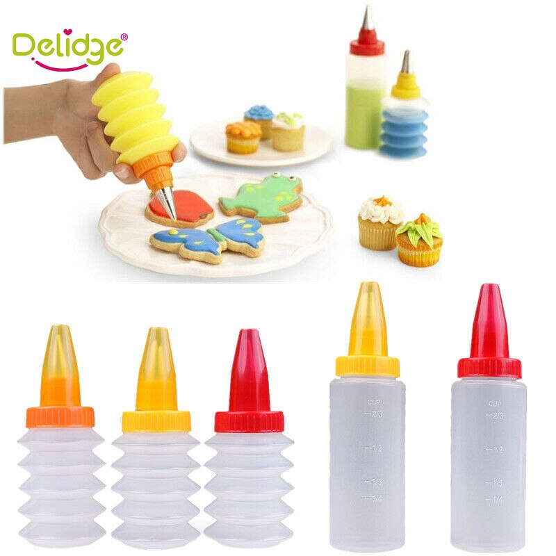 1Pc Food Grade Plastic Icing Piping Fles Met Nozzle Diy Cupcake Cookie Cake Decorating Sugarcraft Bakken Tool