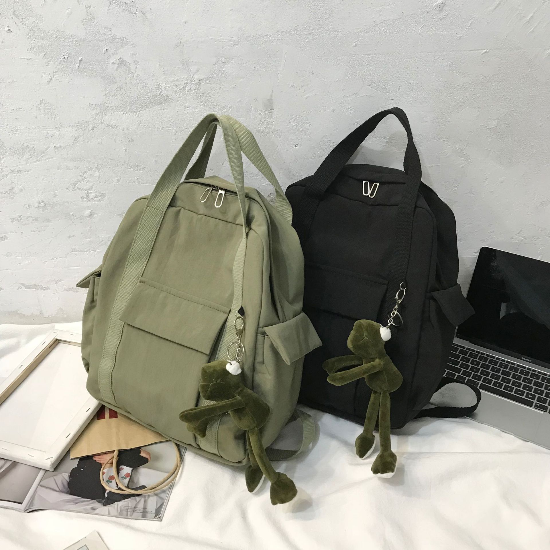 Casual Ins Style School Bags Male High School Students College Campus Backpack Retro Female Real Shot Wild Backpacks