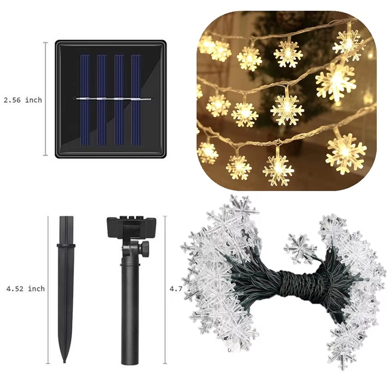 7/12M Solar Led Sneeuwvlok String Knipperende Ster Lamp Outdoor Festival Arrangement Nieuwjaar Bruiloft Kerstboom Decor: M / Mintgroen