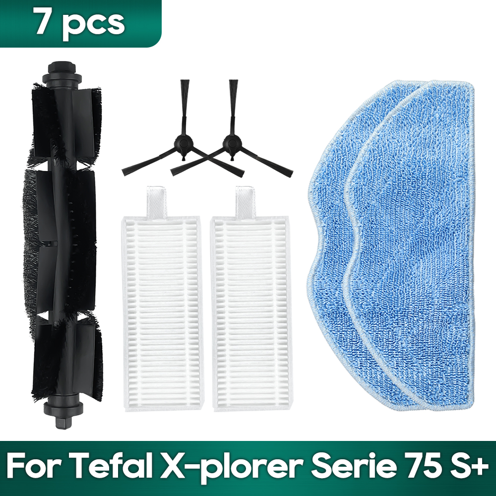 Fit For Tefal Rowenta X-plorer Serie 75S RR8577WH, 75S+ RG8597W / RR8587WH Accessories Brush Hepa Filter Mop Wipe Dust Bag: Light Grey