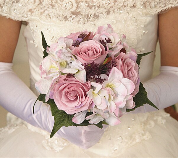 Kyunovia naturlig hortensia rosor boho brudtärna bröllopsbukett rustika bröllopsblommor vinröd rouge brudbukett  d36: Rosa lila