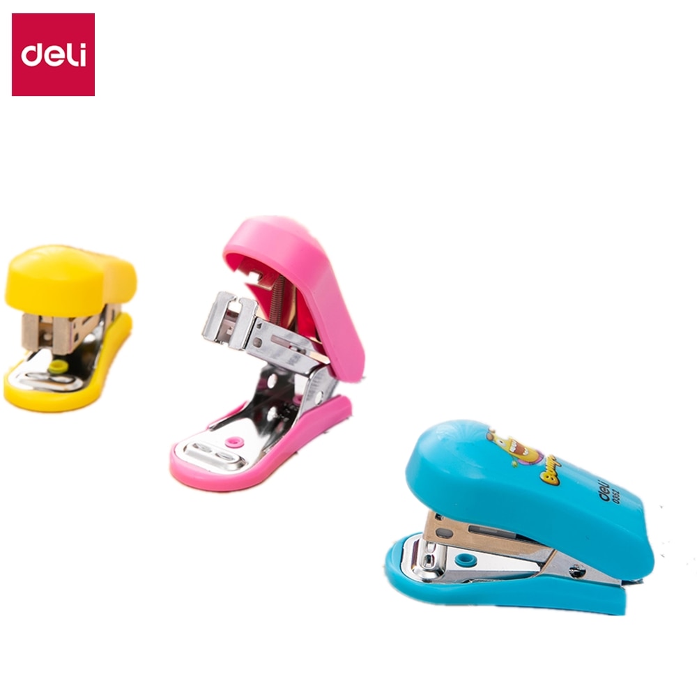 Deli Mini Stapler 24/6 26/6 1 Set with staples Cartoon student cute stapler stationery office supply School accessory E0352