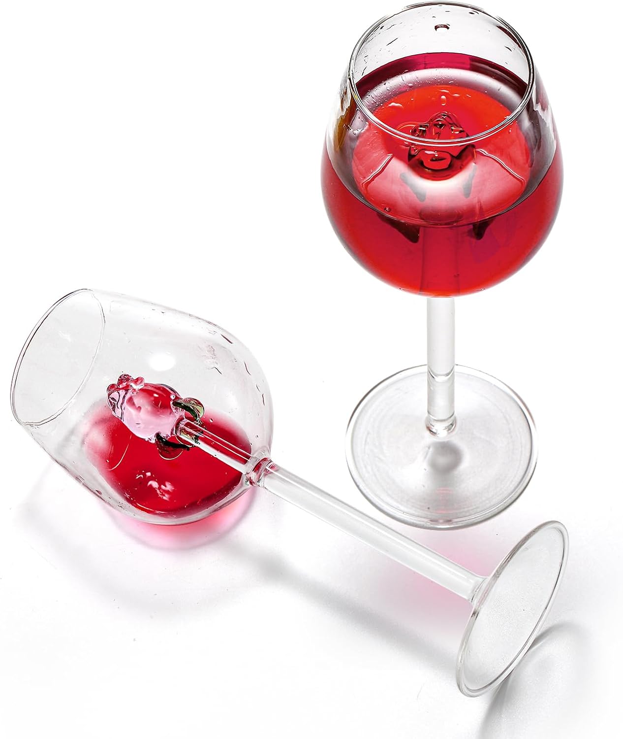 Håndblæste rosérødvinsglas 7.4/10/22oz krystalvinsglas med lang stilk vandcocktail highballglas barglas