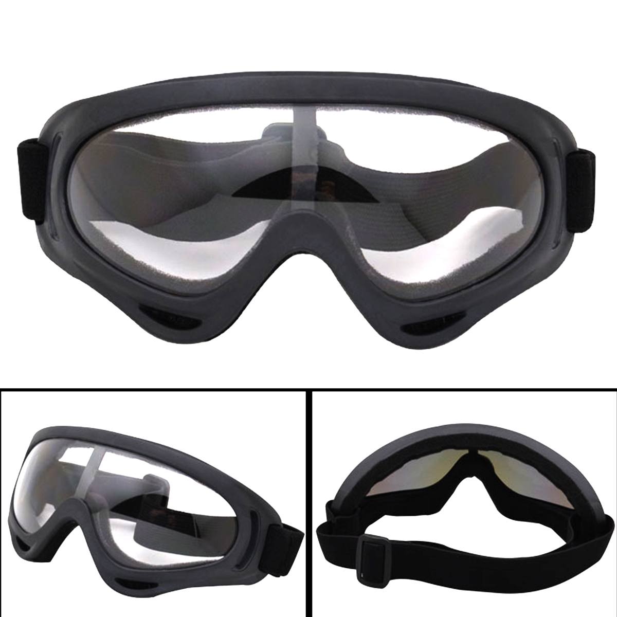 Unisex sikkerhedsbriller øjenbeskyttelse briller anti-dug skibriller vindtætte beskyttelsesbriller beskyttende anti dug briller: Sort