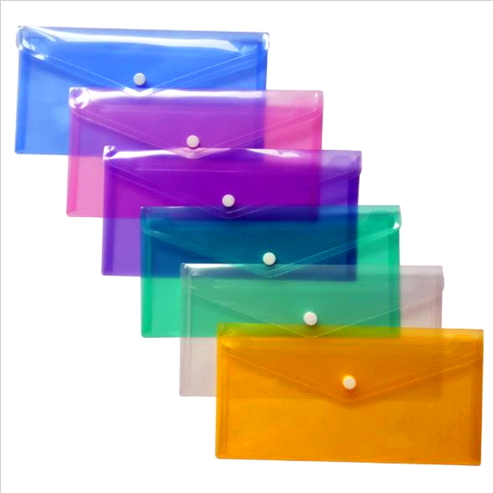A6 Clear Document Bag Paper File Folder Portable Stationery School Office Case PP 6 Colors Available