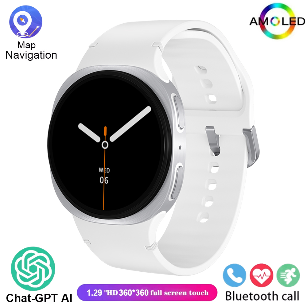 GPS AMOLED Mini nuovo originale Smart Watch uomo salute sport frequenza cardiaca chiamata Bluetooth impermeabile 8 Smartwatch da uomo: BIANCO