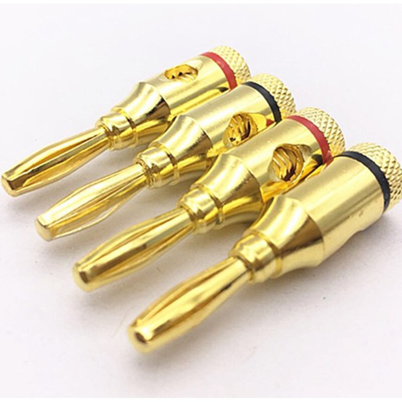 O conector chapeado ouro aberto dos plugues do parafuso 24k da banana plugues o jack para o cabo estereofônico do orador, 24-pacote (12 vermelho, 12 preto)