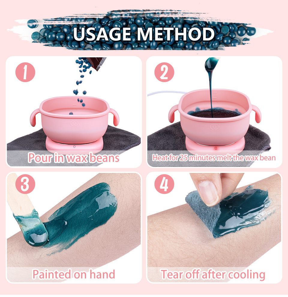 400ML Silicone Bowl Wax Heater Machine Hair Removal Wax-melt Machine Depilatory Wax Melting Warmer Wax Heating Base Pot Melter