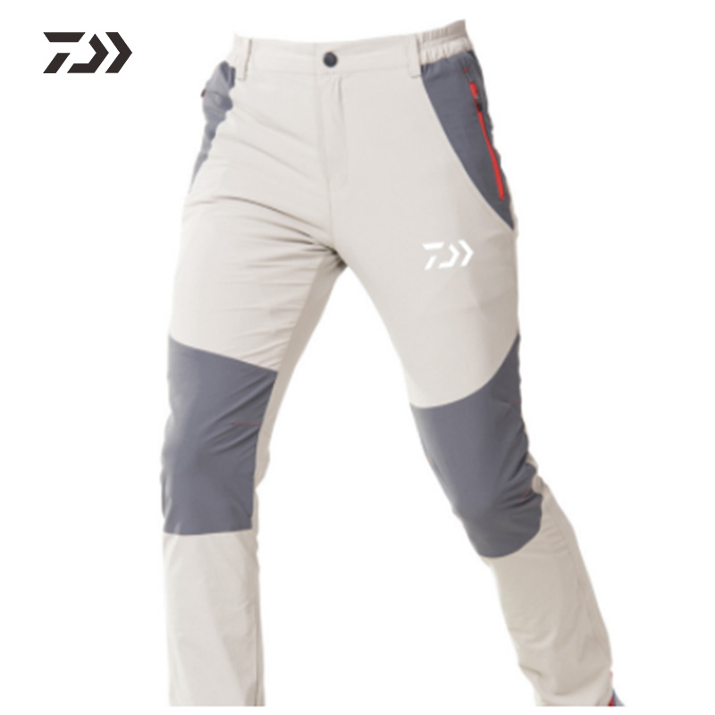 Daiwa Sports Fishing Pants Top Waterproof Quick Dry Spring Autumn Mens Fishing Clothes Outdoor Hiking Long Pants Trouser: White / XL