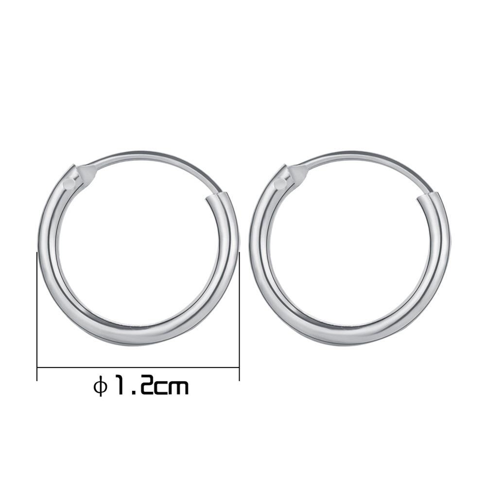 1cm 1,5 cm Ohrringe Hoop Gold Silber Farbe Runde Kleine Ohr Ringe für Frauen Metall Ohr Manschette Einfache Stil frauen Clip Huggie Ohrringe: Silver-1.2cm