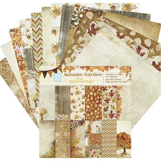 24 láminas de 6 "x 6" otoño "álbum de recortes de papel de fondo artístico tarjetas de papel para álbum de recortes Diy artesanía: Default Title