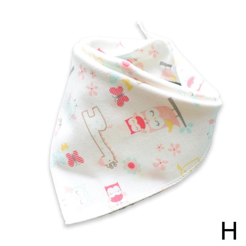 Slabbers Dubbele Katoen Slabbetjes Cartoon Animal Gedrukt Kleding Katoen Bib Handdoek Voeden Bandana Speeksel Patroon Schort V9u4: H
