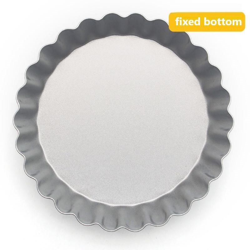 Non-stick egg tart pie pan mold pie pizza cake round mold removable loose bottom groove heavy pie pan baking pan: Light Grey