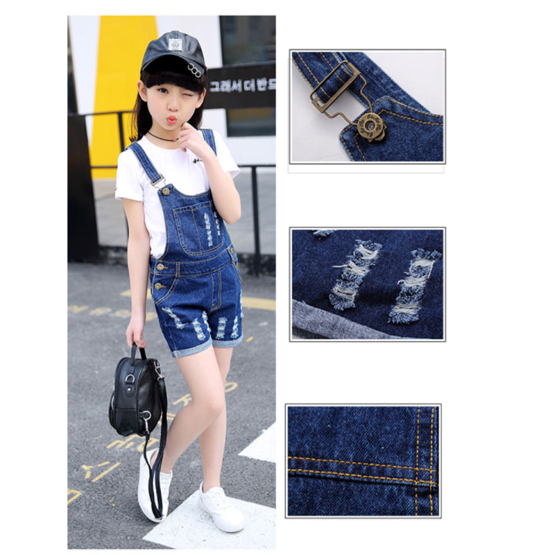 Denim Overalls for Girls Jeans Shorts Children Clothes Summer Girls Jumpsuit Kids Trousers for Girls 2 4 6 8 9 10 12 Years