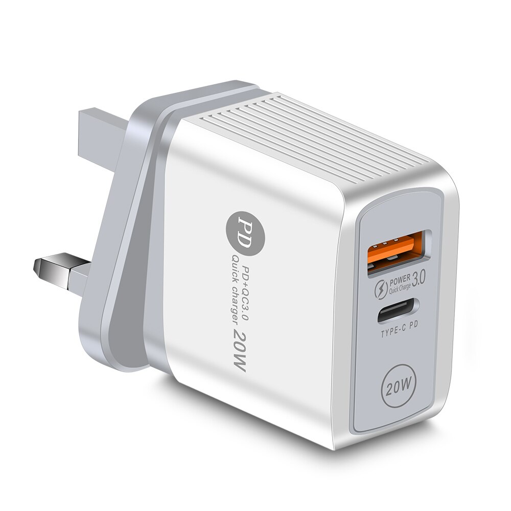Pd 20w- port-usb-schnellladegerät 11 x 3.0 typ-c-pd-schnellladeanschlüssen für iphone 13 12 eu/us/uk-stecker 2: Uk-stecker weiß