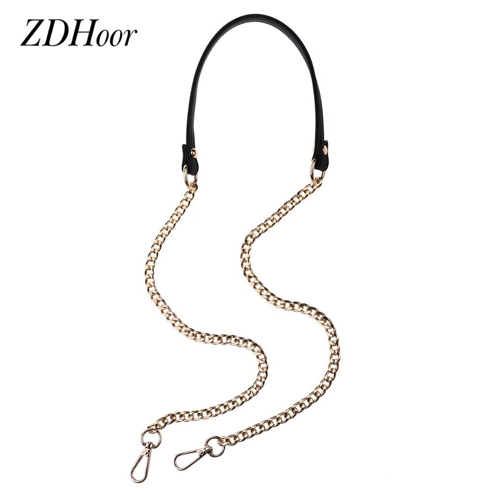 Mode Tas Houder Chain Faux Leather Shiny Metalen Kettingen Schouderband Met Gespen Diy Purse Handtas Decoratie Lanyard Ambachten