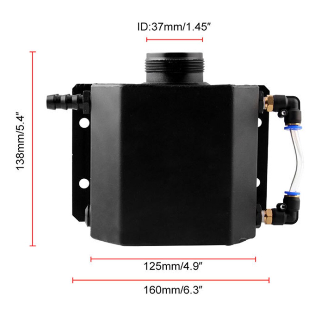 1L Alloy Aluminium Water Overflow Expansion Coolant Tank Bottle with Drain Plug